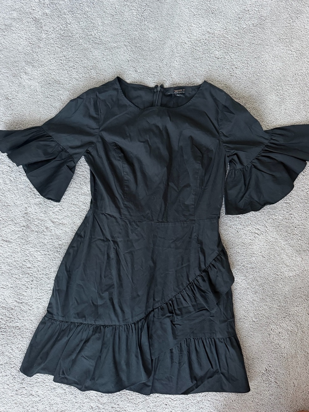 Forever 21 Black Ruffle-Sleeve Mini Dress